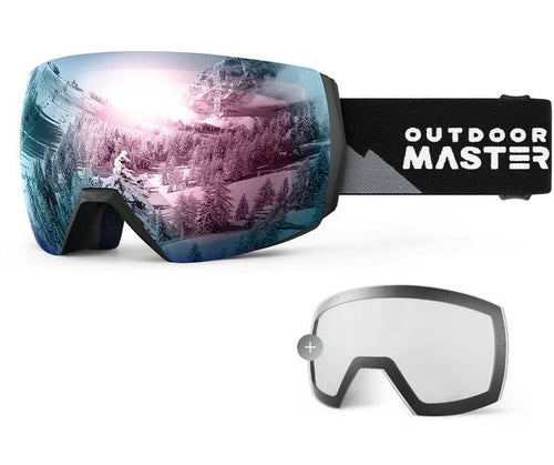 OutdoorMaster Maschera Sci Adulti Nera Lenti Zaffiro Rosa e Chiara VLT