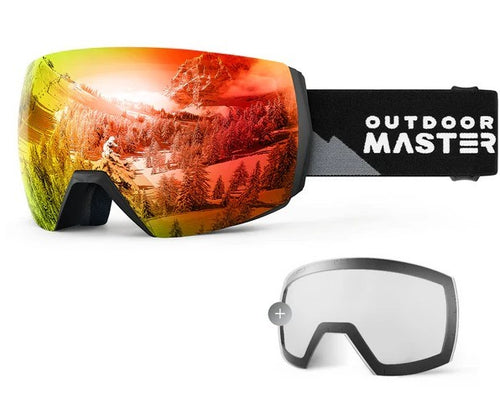 OutdoorMaster Maschera Sci Adulti Nera Lenti Argento Rosa e Chiara VLT