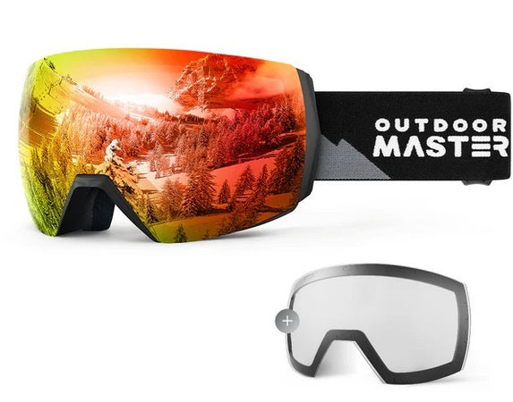 OutdoorMaster Maschera Sci Adulti Nera Lenti Argento Rosa e Chiara VLT