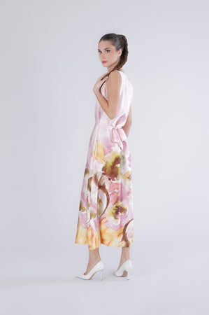 ABITO LUNGO IN SATIN STAMPATO