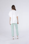 BLUSA MANICA CORTA A KIMONO CON RIFINITURE IN RASO