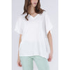 BLUSA MANICA CORTA A KIMONO CON RIFINITURE IN RASO