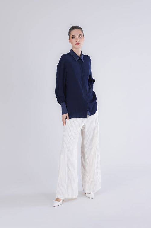 CAMICIA CON RIFINITURE IN RASO