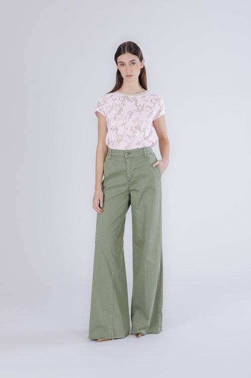 PANTALONE WIDE LEG IN BULL DENIM