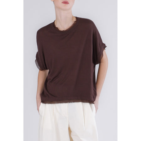 MAGLIA PIPISTRELLO CON BORDINO IN TESSUTO