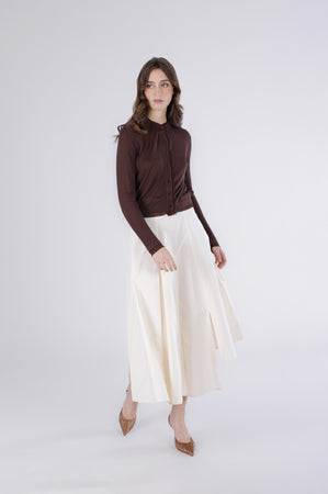 CARDIGAN IN VISCOSA CON BORDINI IN TESSUTO