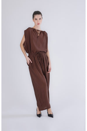 PANTALONE VITA ELASTICATA TESSUTO ARRICCIATO