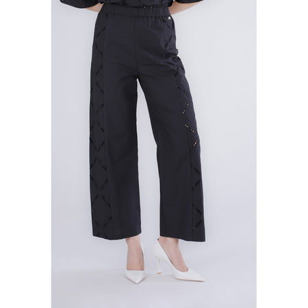 PANTALONE IN POPELINE CON BANDA LATERALE IN SAN GALLO