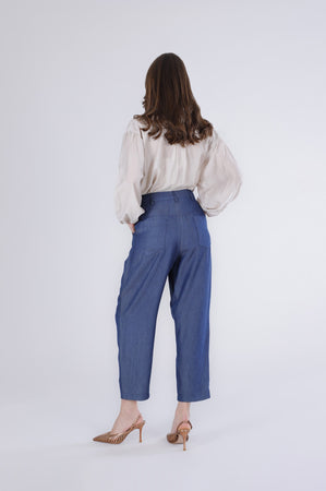 PANTALONE COCOON IN TENCEL DENIM