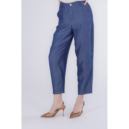 PANTALONE COCOON IN TENCEL DENIM
