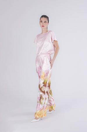 PANTALONE PALAZZO IN SATIN STAMPATO
