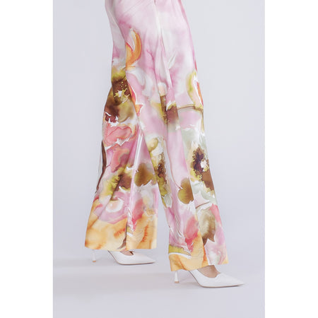 PANTALONE PALAZZO IN SATIN STAMPATO