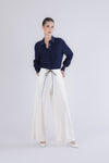 PANTALONE GESSATO CON CINTURINA IN VITA