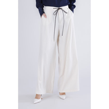 PANTALONE GESSATO CON CINTURINA IN VITA