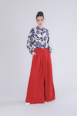 PANTALONE PALAZZO CON PINCES IN MISTOLINO