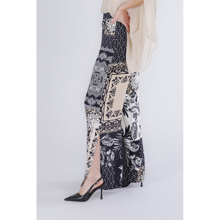PANTALONE PALAZZO IN SATIN STAMPATO