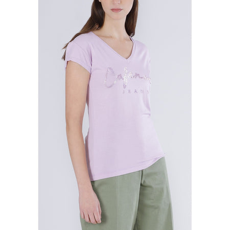 T SHIRT SCOLLO A V CON LOGO