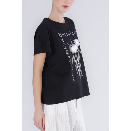 T SHIRT CON APPLICAZIONI DI FIORI