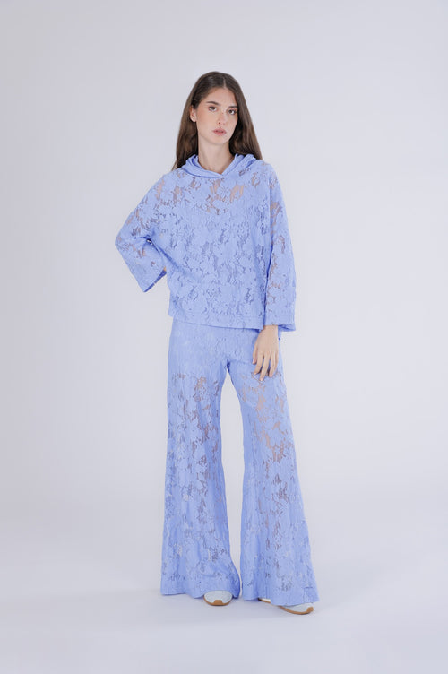 BLUSA CON CAPPUCCIO IN PIZZO
