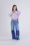 CAMICIA RIGATA ASIMMETRICA CON CULISSEAL FONDO