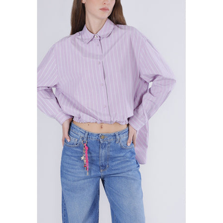 CAMICIA RIGATA ASIMMETRICA CON CULISSEAL FONDO