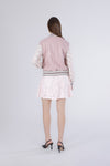BOMBER IN SIMILPELLE CON MANICHE IN PIZZO