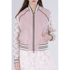 BOMBER IN SIMILPELLE CON MANICHE IN PIZZO