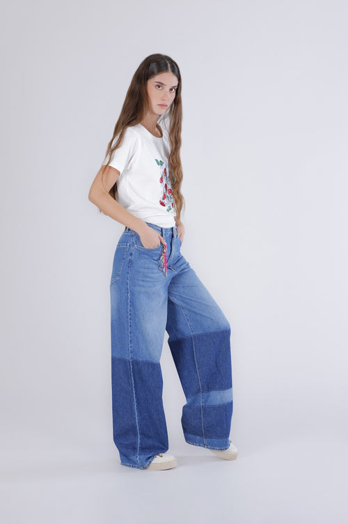 PANTALONE GAMBA AMPIA LAVAGGIO PATCHWORK