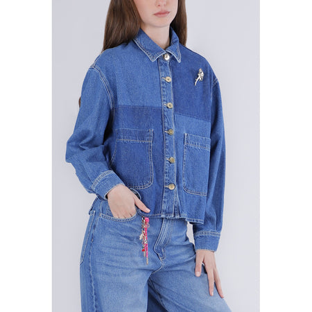GIUBBINO CROPPED LAVAGGIO PATCHWORK