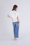 TOP PUNTO PIZZO CON MANICHE ARRICCIATE