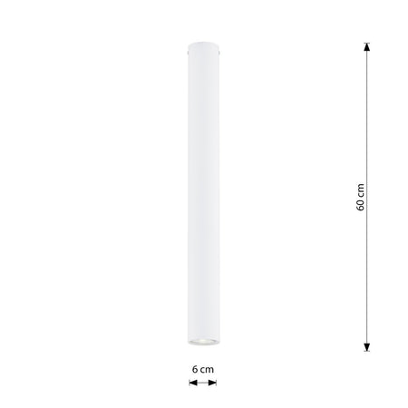 Plafoniera Moderna Faretto Tecno 1 Luce Acciaio Bianco 60 Cm