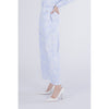 PANTALONE PALAZZO IN POPELINE RIGATO ERICAMATO