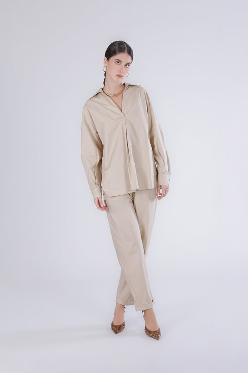 CAMICIA OVER CON PIEGA DAVANTI
