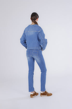GIUBBINO DI JEANS SENZA COLLETTO