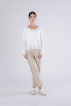 MAGLIA PUNTO PIZZO CON BALZA INCRESPATA IN COTONE