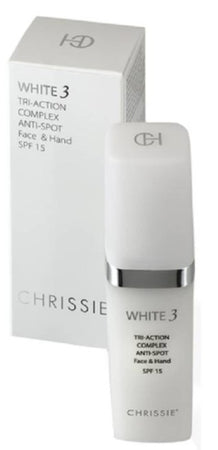 Christies white 3 tri-action trattamento anti-macchie viso mani spf15