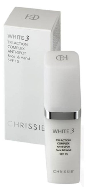 Christies white 3 tri-action trattamento anti-macchie viso mani spf15