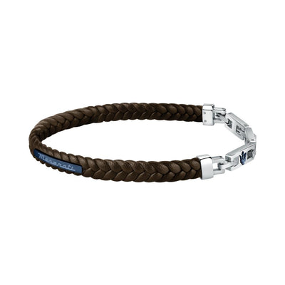 Bracciale MASERATI uomo pelle marrone e acciaio