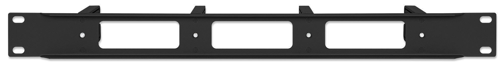Pannello Passacavi 4 Anelli in Plastica Lunghi 3 Fori 1U Nero