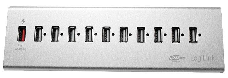Hub USB 11 Porte in Alluminio con Ricarica Veloce