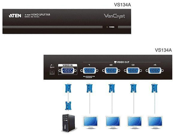 Splitter Video VGA a 4 porte 450MHz, VS134A