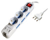 Multipresa 6 Posti Italiana Bipasso con 2 Prese USB Bianca