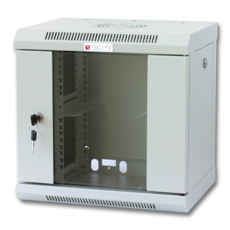 Armadio Rack 10'' a muro 6 unit&agrave con pannelli asportabili Grigio prof. 300 mm