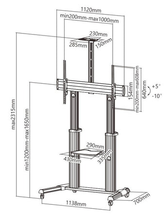 Supporto mobile da pavimento per TV Ultra larghe 60-100''