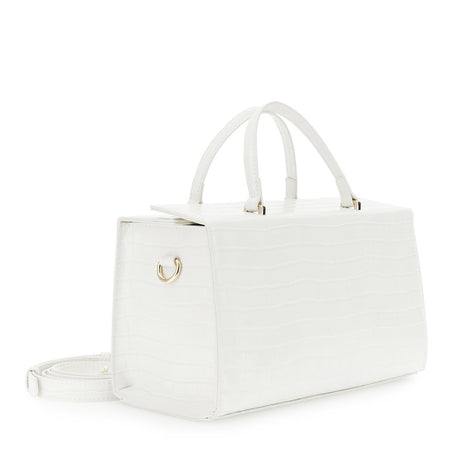 BAULETTO IN MATERIALE SINTETICO STAMPA COCCO CON CHARM A FIORE E LOGO IN CONTRO