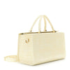 BAULETTO IN MATERIALE SINTETICO STAMPA COCCO CON CHARM A FIORE E LOGO IN CONTRO
