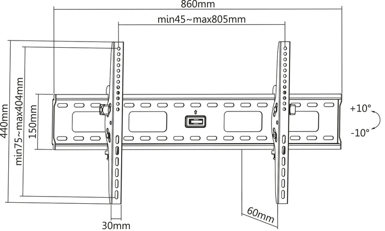 Supporto universale inclinabile da parete per TV Flat-Panel 37-90''
