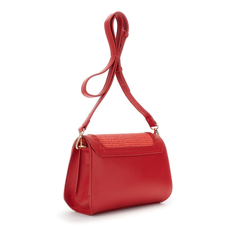 BORSA A SPALLA CON PATTINA IN RAFFIA ,RIFINITURE IN SINTETICO EFFETTO PELLE , T