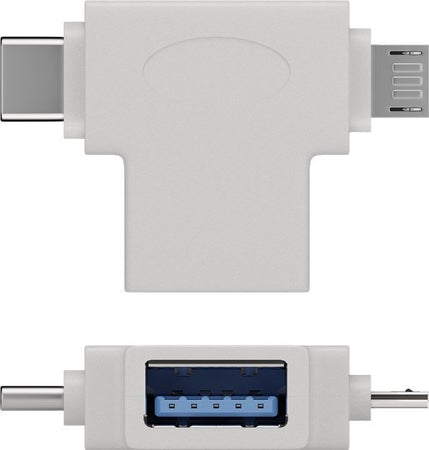 Adattatore a T USB-A, Micro-B e USB-C&trade Bianco