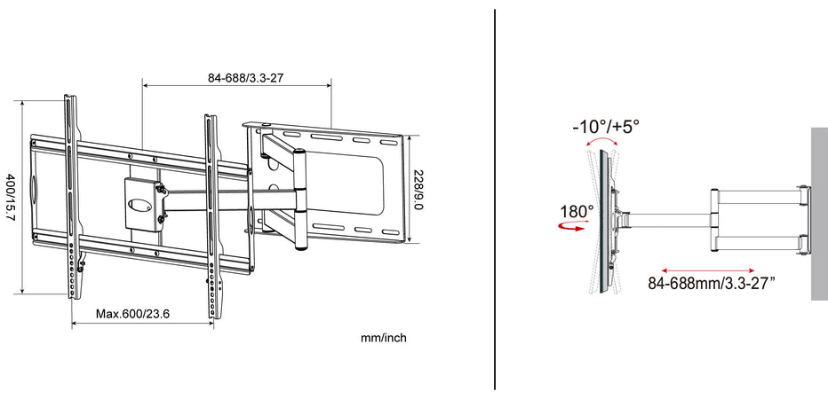 Supporto a Muro Slim per TV LED LCD 32-70'' Nero